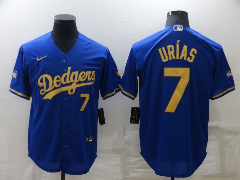 Men's Royal Gold Los Angeles Dodgers #7 Julio Urias  Cool Base Stitched Baseball Jersey